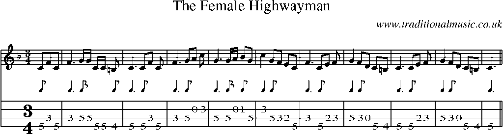 Mandolin Tab and Sheet Music for The Female Highwayman