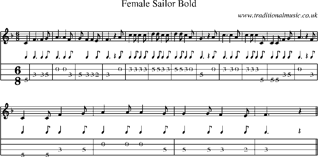 Mandolin Tab and Sheet Music for Female Sailor Bold