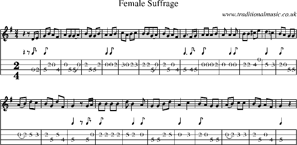 Mandolin Tab and Sheet Music for Female Suffrage