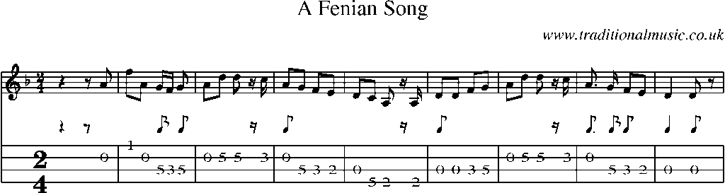 Mandolin Tab and Sheet Music for A Fenian Song