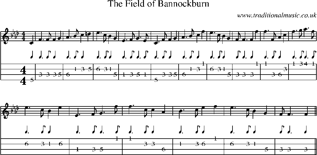 Mandolin Tab and Sheet Music for The Field Of Bannockburn