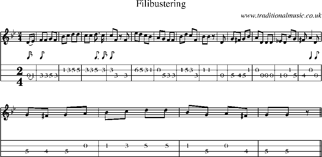 Mandolin Tab and Sheet Music for Filibustering