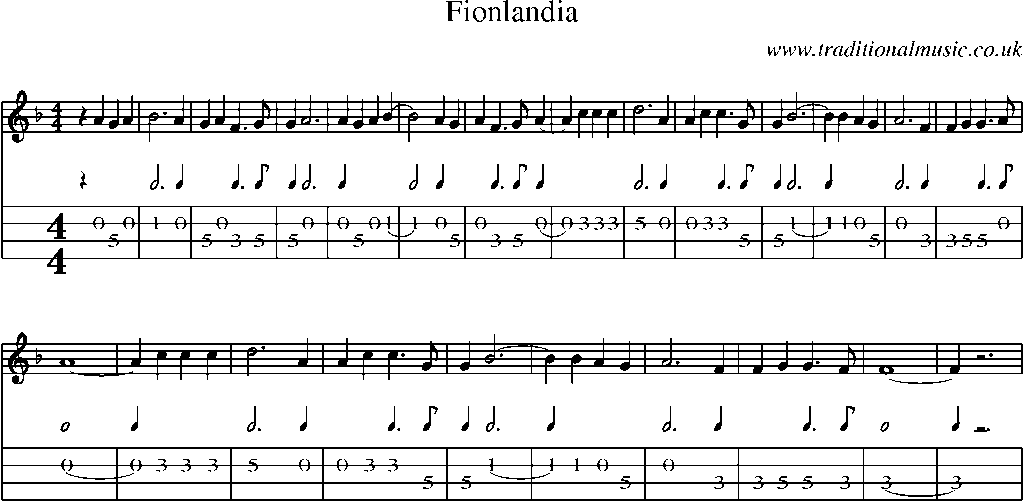 Mandolin Tab and Sheet Music for Fionlandia