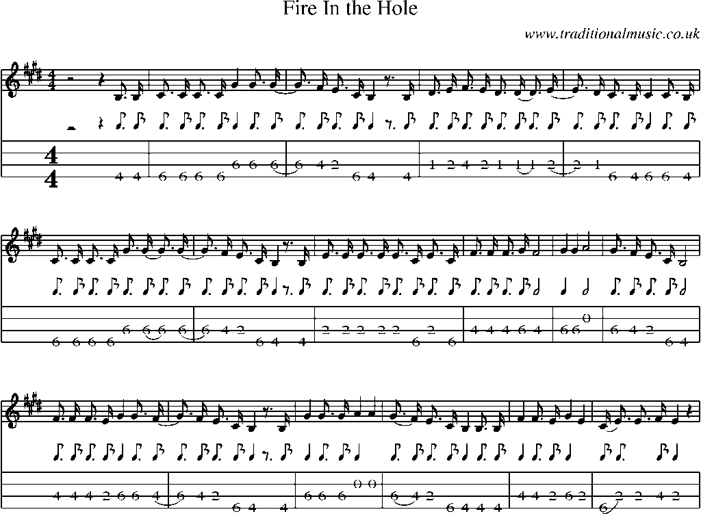 Mandolin Tab and Sheet Music for Fire In The Hole