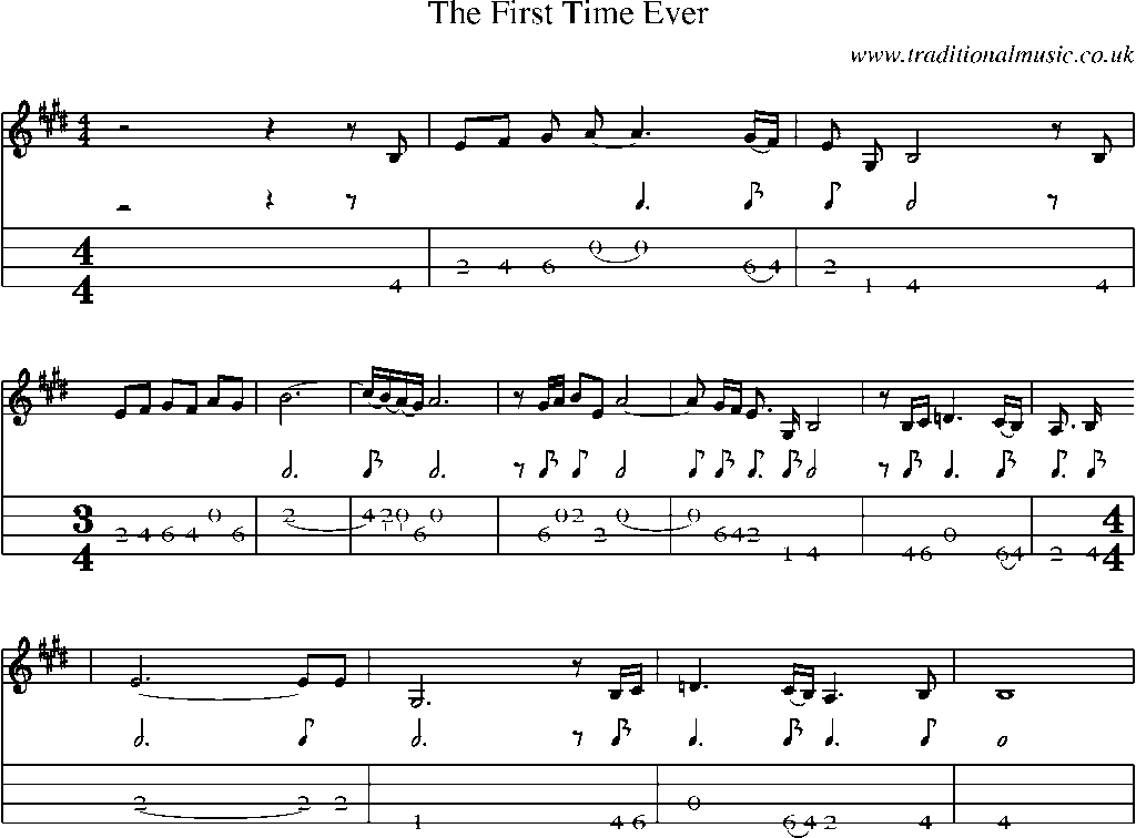 Mandolin Tab and Sheet Music for The First Time Ever