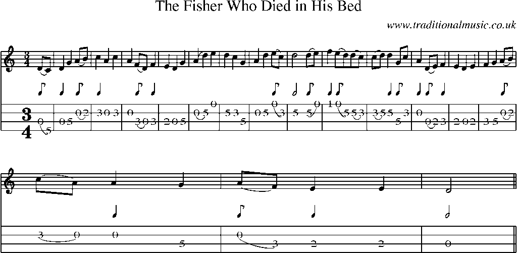 Mandolin Tab and Sheet Music for The Fisher Who Died In His Bed