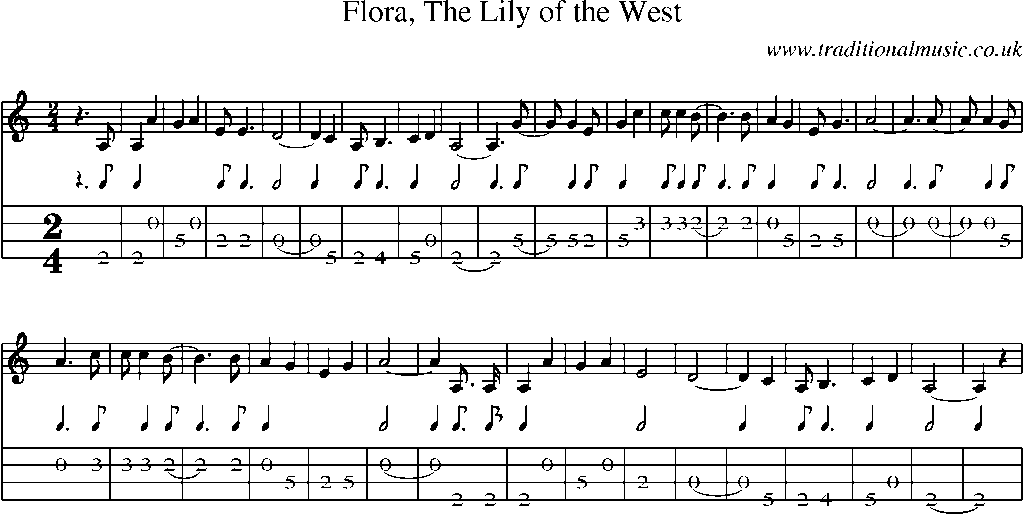 Mandolin Tab and Sheet Music for Flora, The Lily Of The West