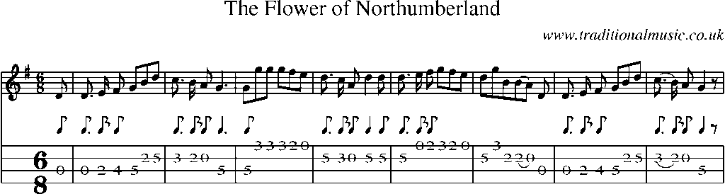 Mandolin Tab and Sheet Music for The Flower Of Northumberland