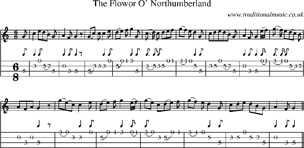 Mandolin Tab and Sheet Music for The Flowor O' Northumberland