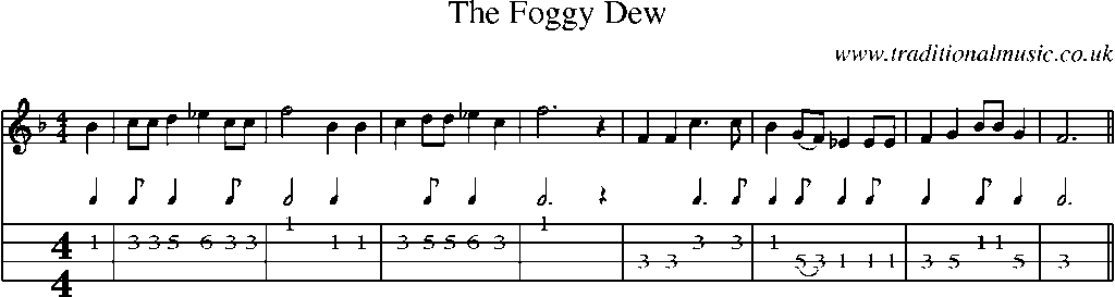Mandolin Tab and Sheet Music for The Foggy Dew(1)