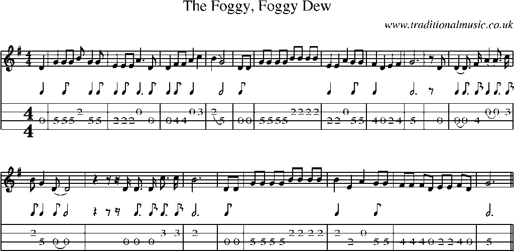 Mandolin Tab and Sheet Music for The Foggy, Foggy Dew