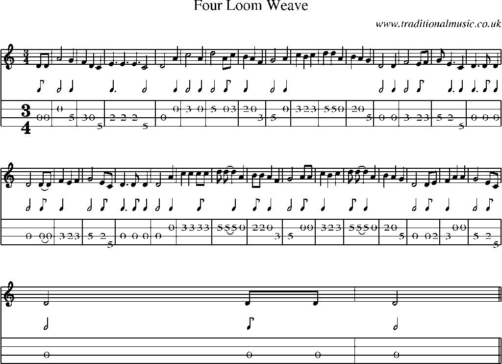 Mandolin Tab and Sheet Music for Four Loom Weave