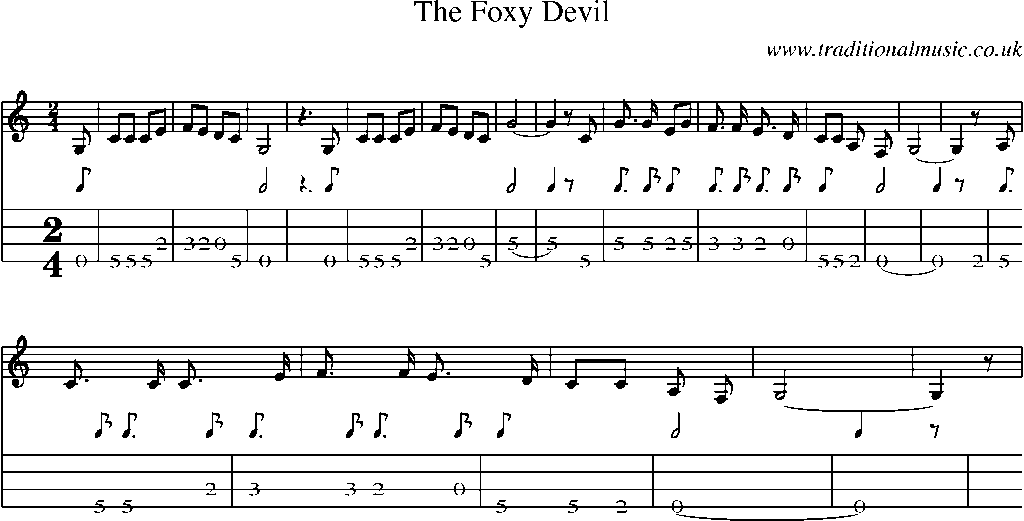 Mandolin Tab and Sheet Music for The Foxy Devil
