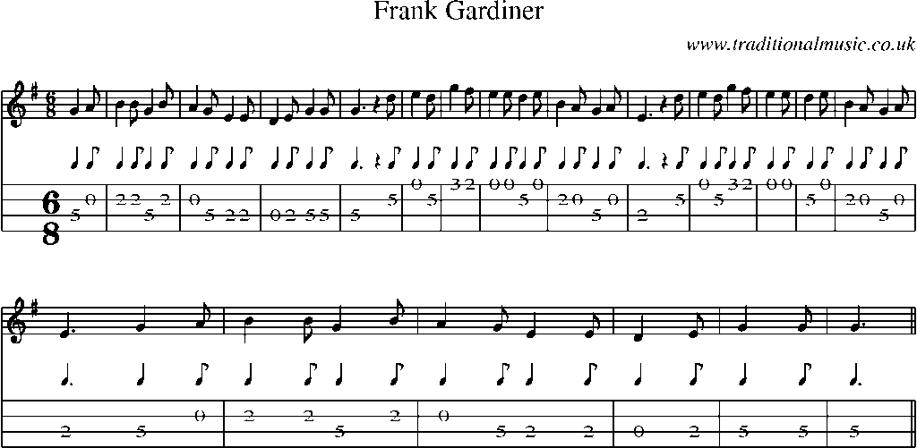Mandolin Tab and Sheet Music for Frank Gardiner