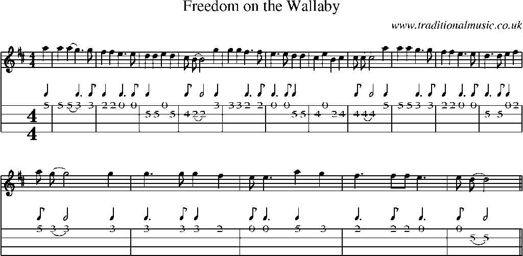 Mandolin Tab and Sheet Music for Freedom On The Wallaby