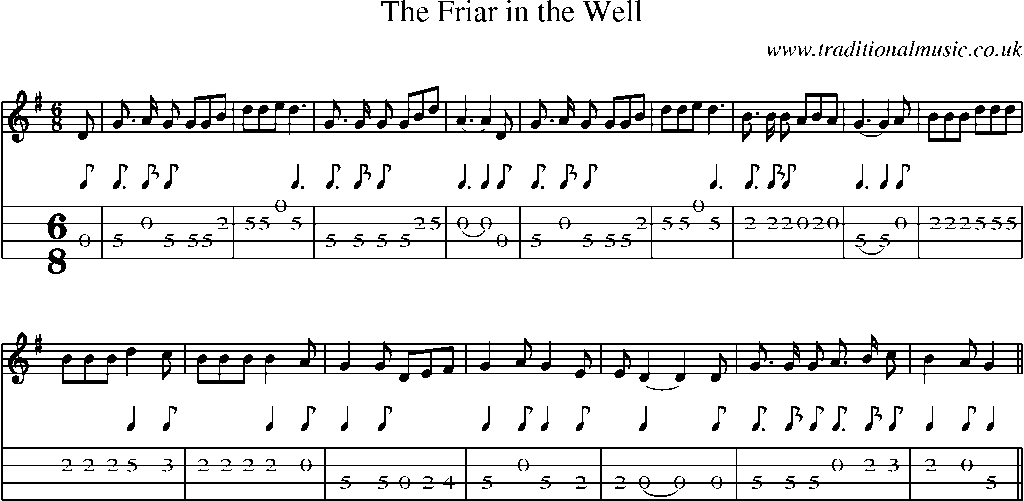 Mandolin Tab and Sheet Music for The Friar In The Well(1)