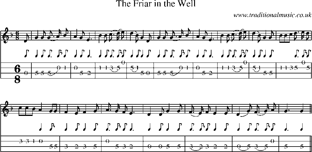 Mandolin Tab and Sheet Music for The Friar In The Well