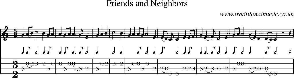 Mandolin Tab and Sheet Music for Friends And Neighbors