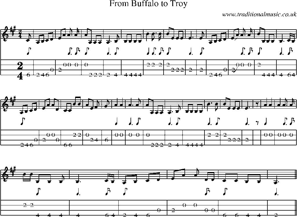 Mandolin Tab and Sheet Music for From Buffalo To Troy