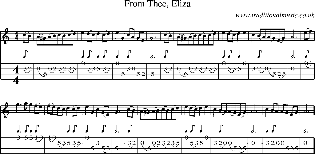 Mandolin Tab and Sheet Music for From Thee, Eliza