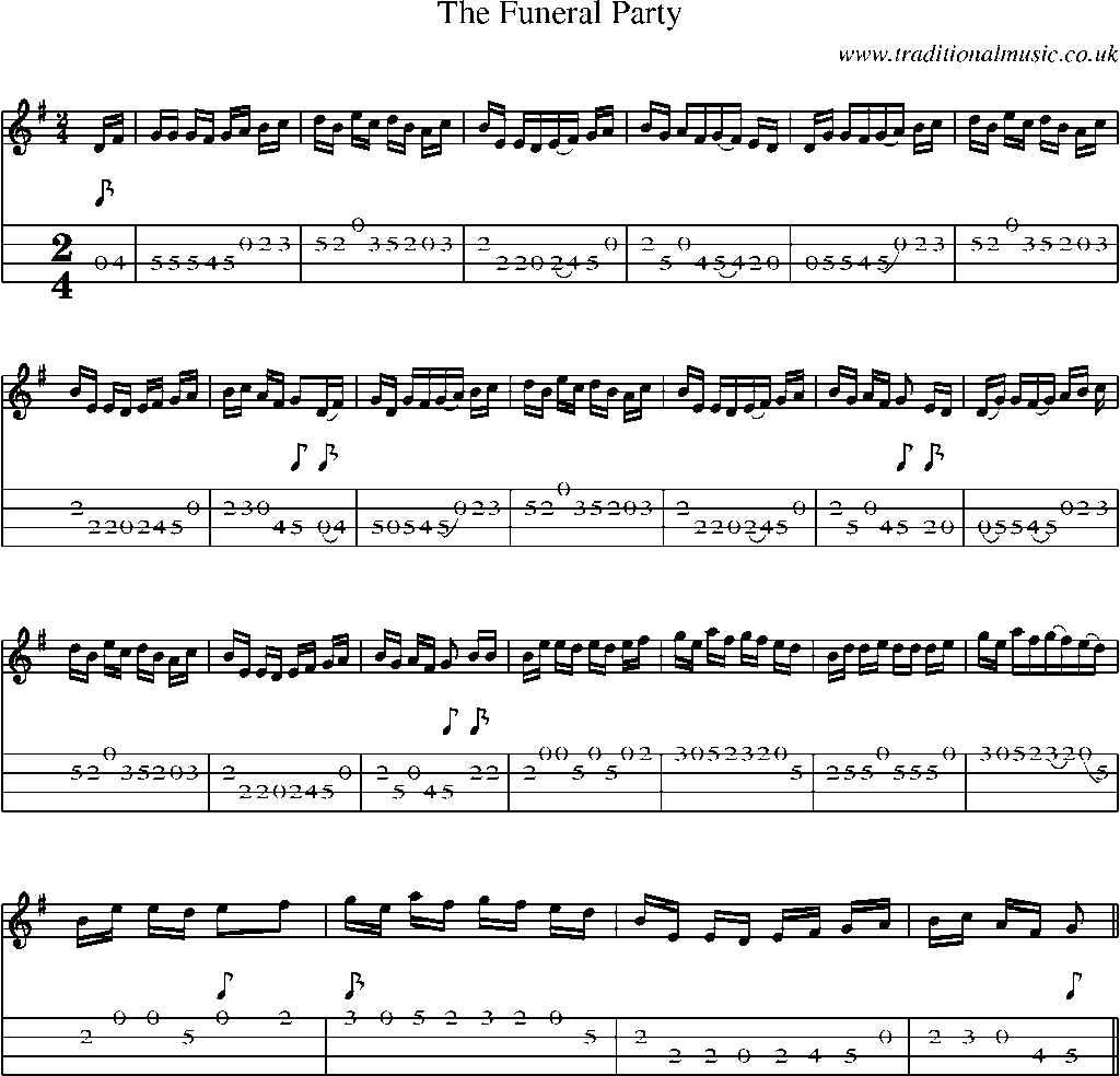 Mandolin Tab and Sheet Music for The Funeral Party