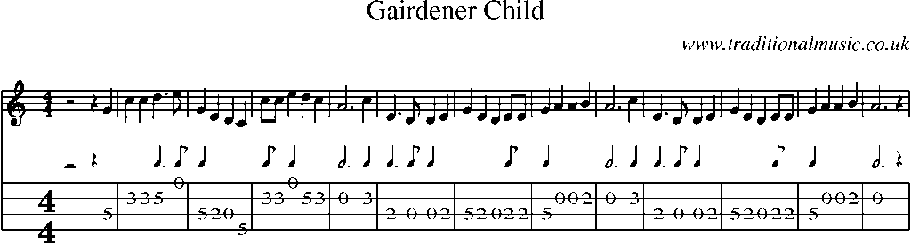 Mandolin Tab and Sheet Music for Gairdener Child