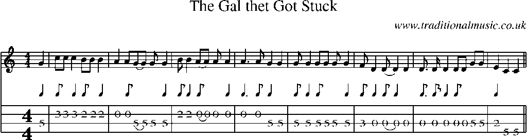 Mandolin Tab and Sheet Music for The Gal Thet Got Stuck