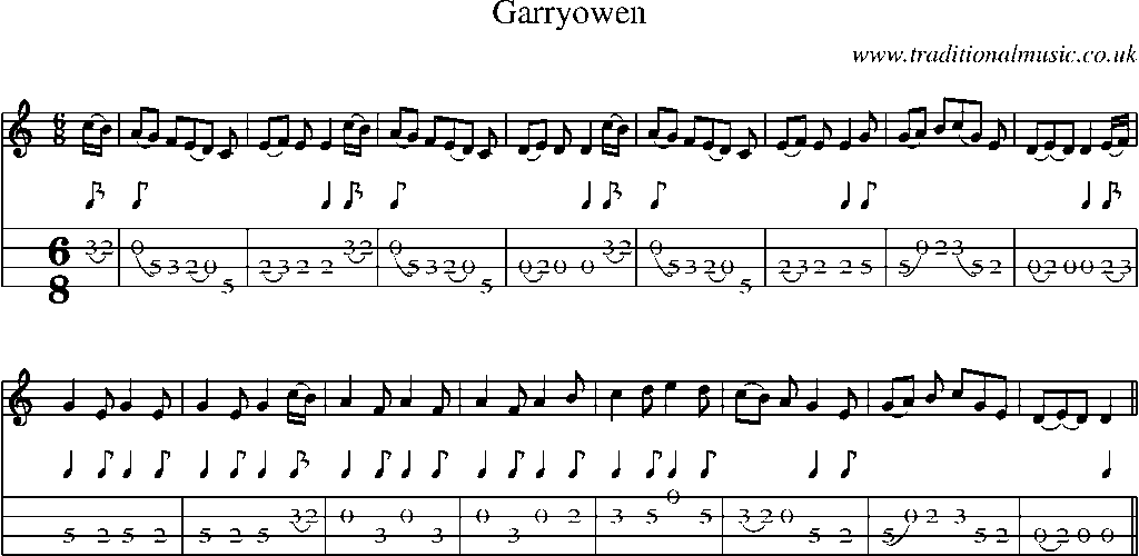 Mandolin Tab and Sheet Music for Garryowen