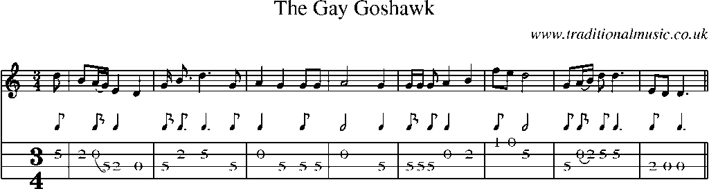 Mandolin Tab and Sheet Music for The Gay Goshawk