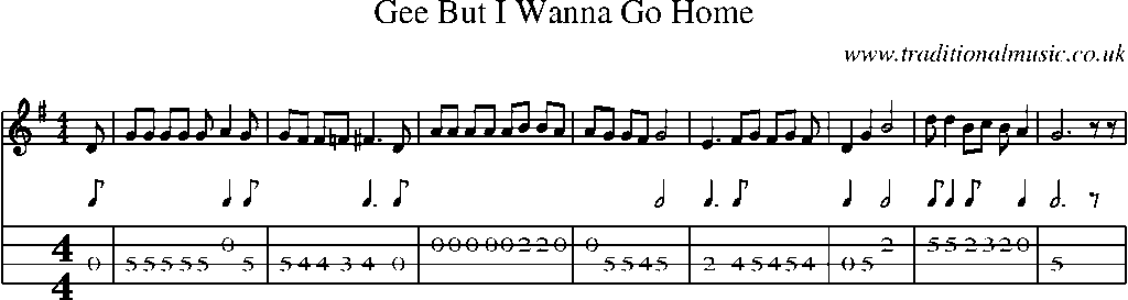 Mandolin Tab and Sheet Music for Gee But I Wanna Go Home