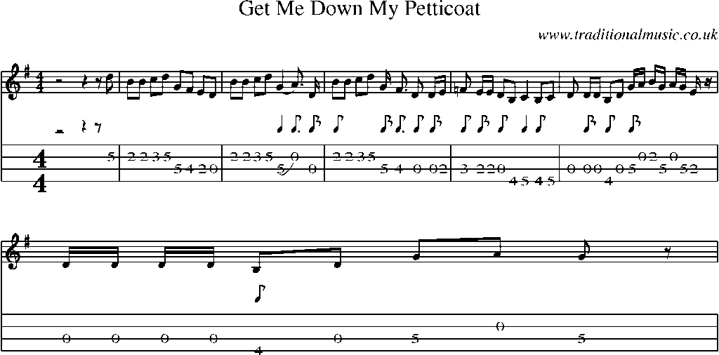 Mandolin Tab and Sheet Music for Get Me Down My Petticoat