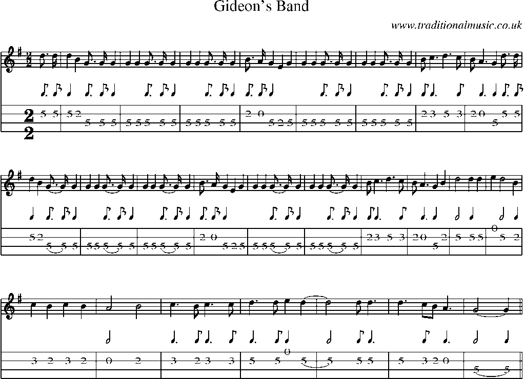 Mandolin Tab and Sheet Music for Gideon's Band