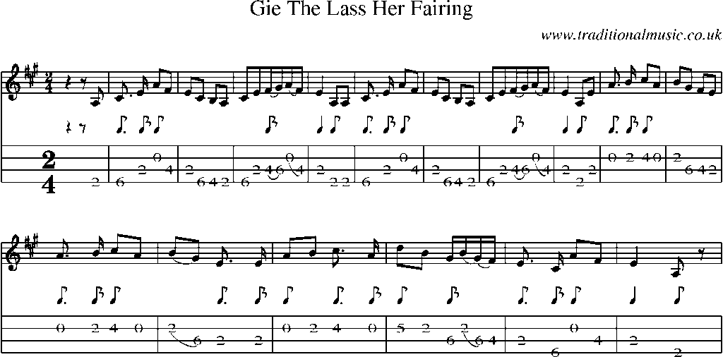 Mandolin Tab and Sheet Music for Gie The Lass Her Fairing