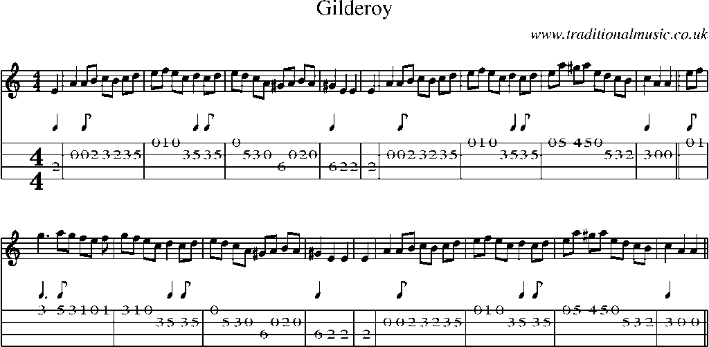 Mandolin Tab and Sheet Music for Gilderoy(1)