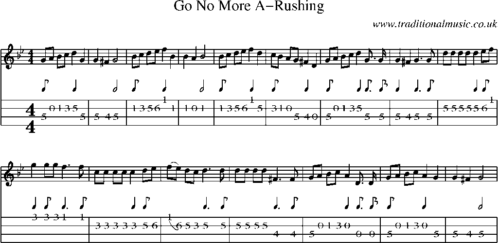 Mandolin Tab and Sheet Music for Go No More A-rushing