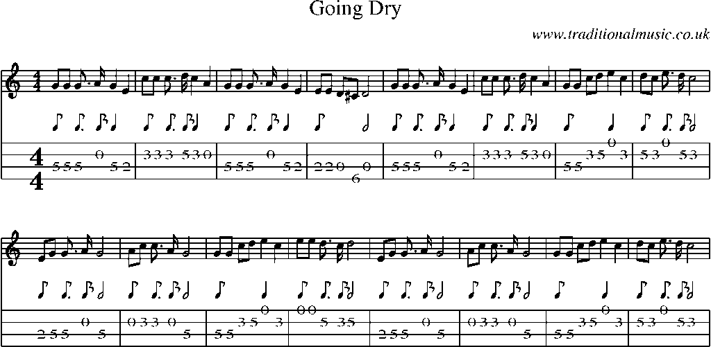 Mandolin Tab and Sheet Music for Going Dry