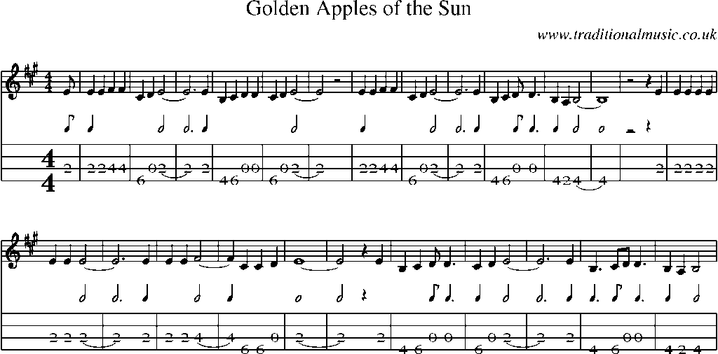Mandolin Tab and Sheet Music for Golden Apples Of The Sun