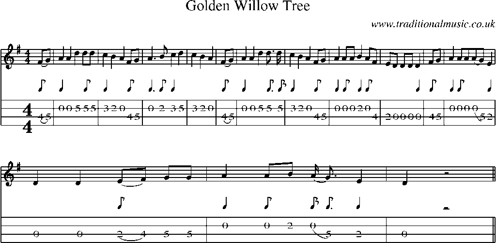 Mandolin Tab and Sheet Music for Golden Willow Tree