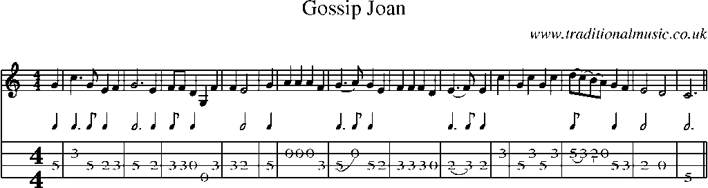 Mandolin Tab and Sheet Music for Gossip Joan