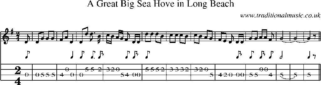 Mandolin Tab and Sheet Music for A Great Big Sea Hove In Long Beach