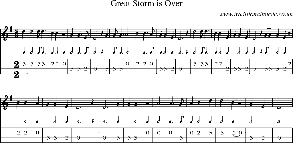 Mandolin Tab and Sheet Music for Great Storm Is Over