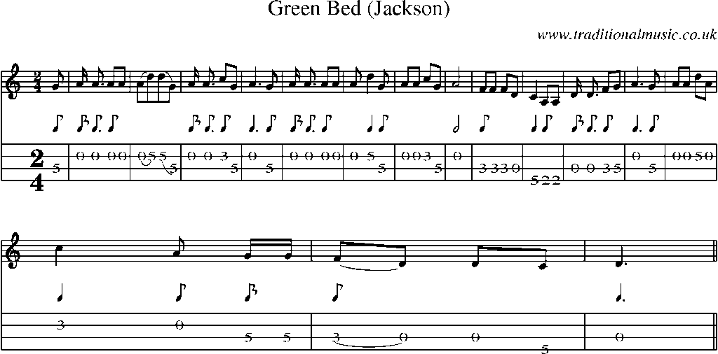 Mandolin Tab and Sheet Music for Green Bed (jackson)