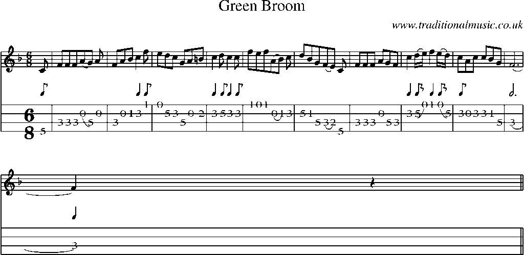 Mandolin Tab and Sheet Music for Green Broom