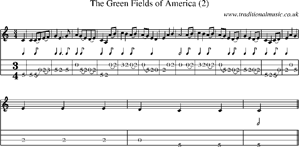 Mandolin Tab and Sheet Music for The Green Fields Of America (2)
