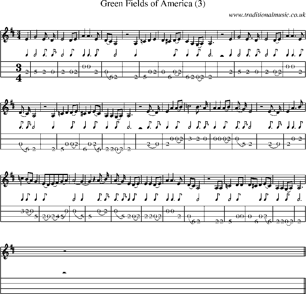 Mandolin Tab and Sheet Music for Green Fields Of America (3)