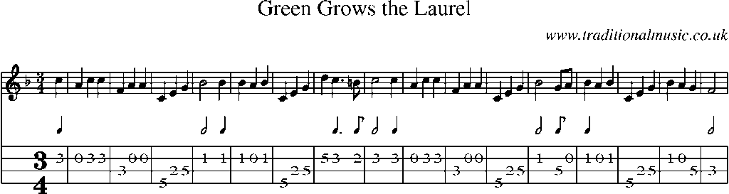 Mandolin Tab and Sheet Music for Green Grows The Laurel
