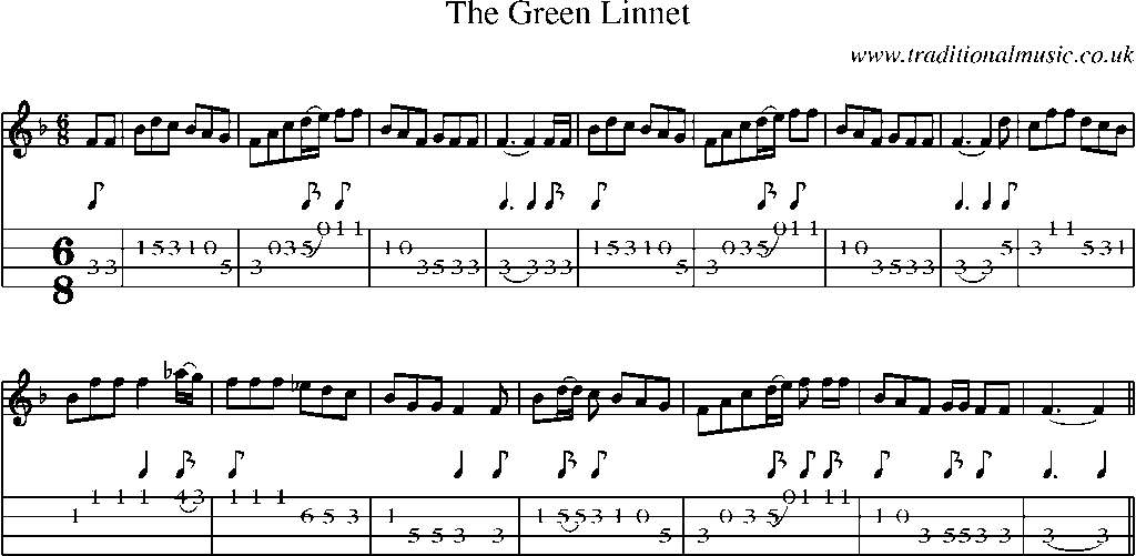 Mandolin Tab and Sheet Music for The Green Linnet