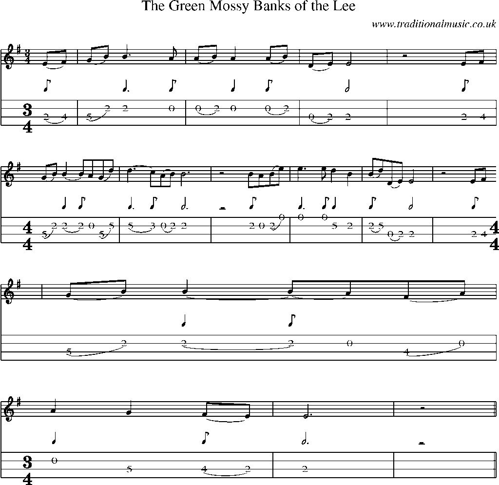Mandolin Tab and Sheet Music for The Green Mossy Banks Of The Lee(2)
