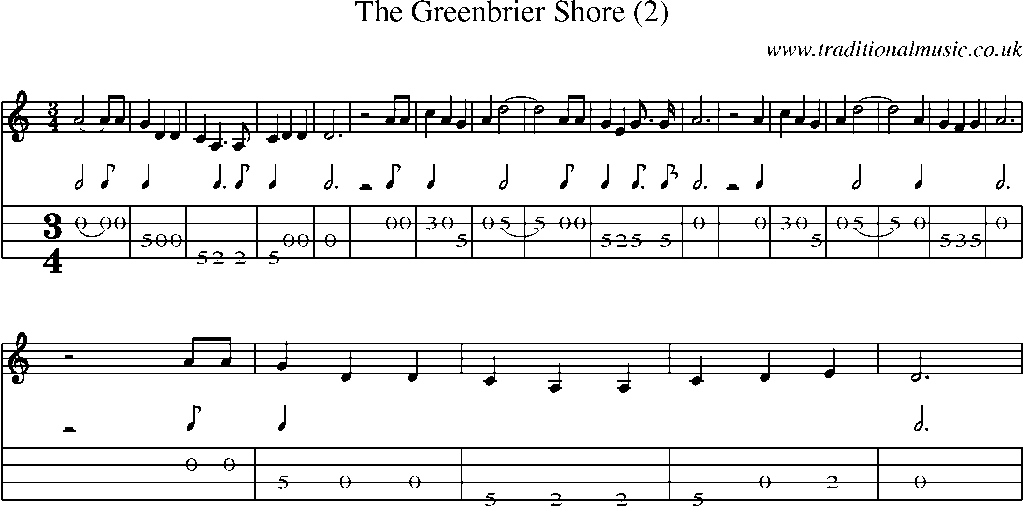 Mandolin Tab and Sheet Music for The Greenbrier Shore (2)