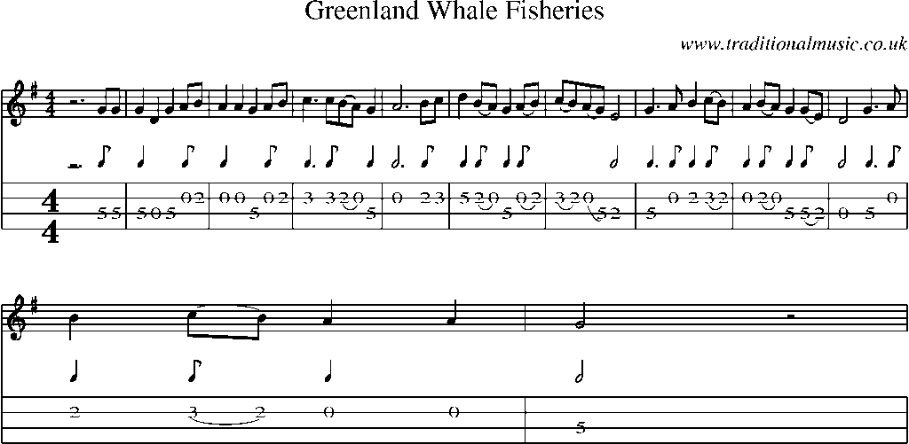 Mandolin Tab and Sheet Music for Greenland Whale Fisheries
